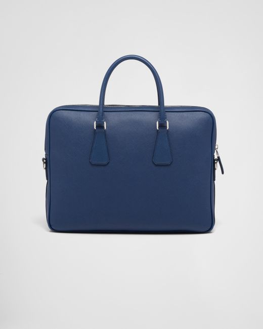 Prada Blue Saffiano Leather Work Bag for men