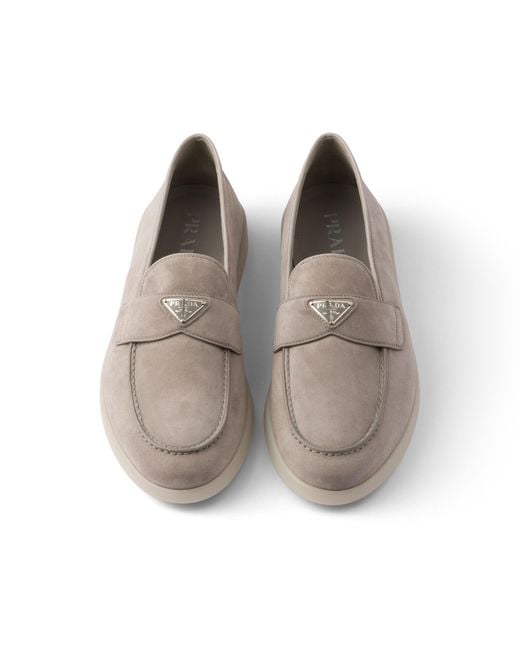 Prada White Suede Loafers for men