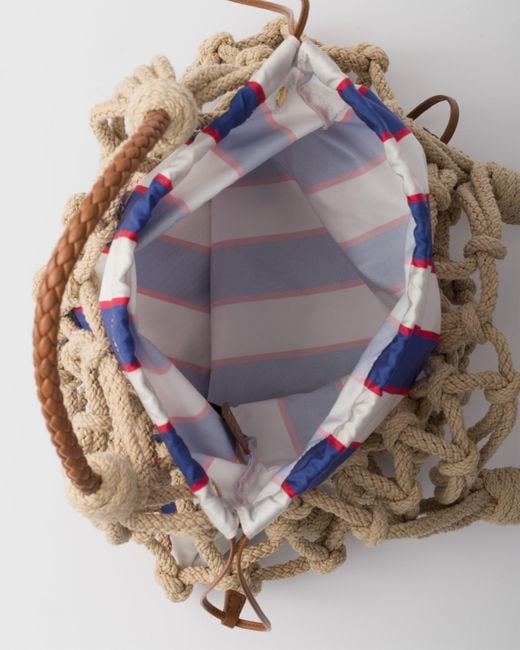 Prada Brown Noué Medium Cotton Macramé Bag