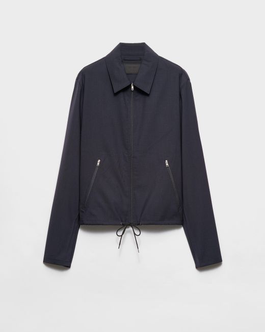 Prada Blue Wool Blouson Jacket for men