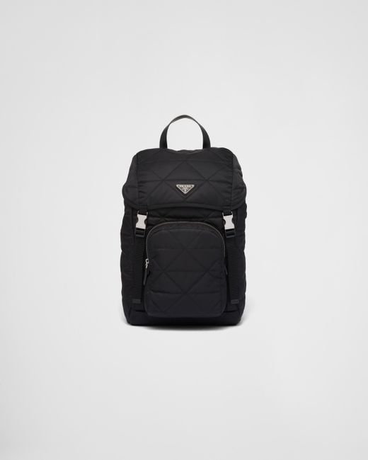 Prada Black Re-nylon Backpack With Topstitching for men