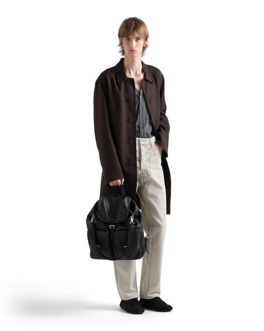 Prada Black Leather Backpack for men