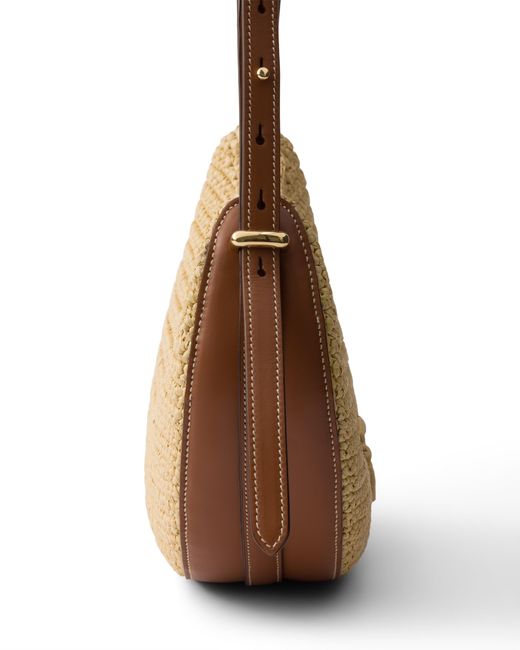 Prada White Arqué Small Crochet And Leather Bag, /Cognac