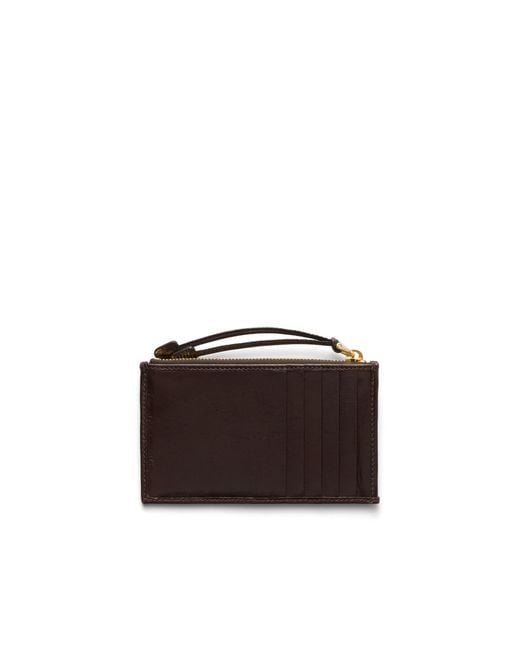 Prada Brown Leather Card Holder With Zipper