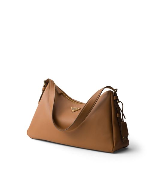 Prada Brown Aimée Large Leather Shoulder Bag