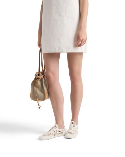 Prada White Collapse Crochet Laced Sneakers
