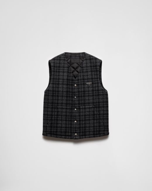 Prada Black Plaid Wool Vest for men