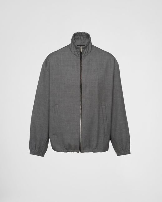 Prada Gray Wool Blouson Jacket for men