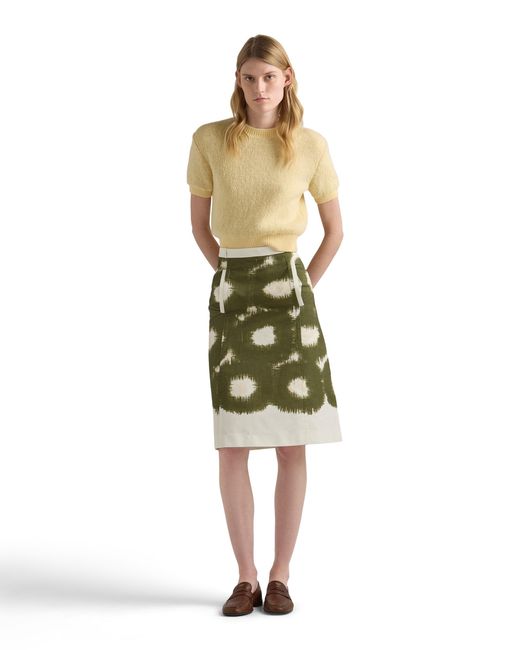 Prada Green Printed Canvas Skirt