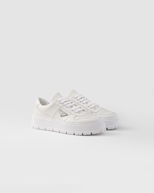 Prada White Leather Lace-Up Sneakers for men