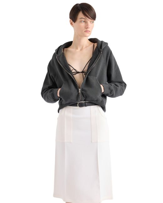 Sudadera De Algodón Con Capucha Y Cremallera, Mujer, Talla Prada de color Black