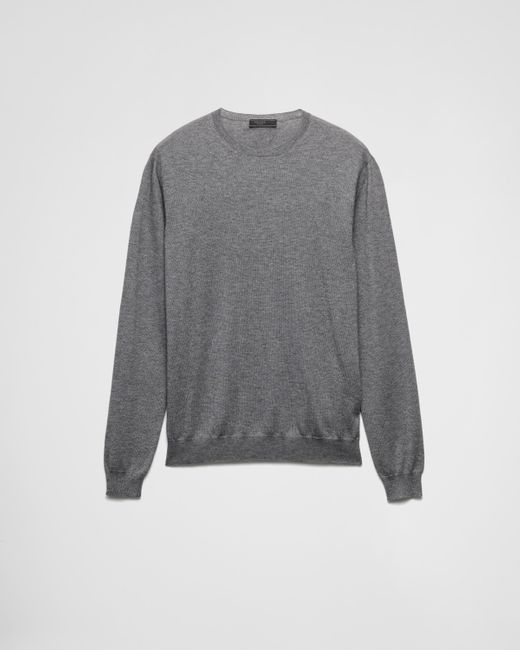 Pull À Col Rond En Cachemire Et Soie Prada pour homme en coloris Gray