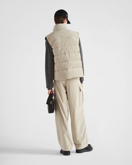 Prada White Cropped Corduroy Down Vest for men
