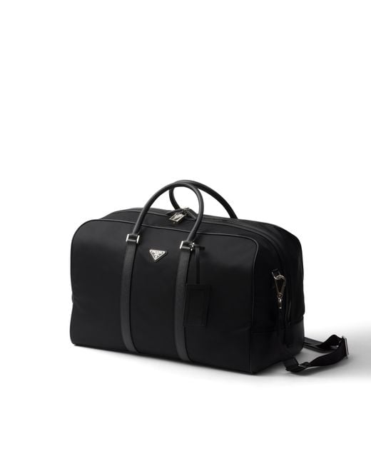 Prada Black Re-Nylon And Saffiano Leather Duffel Bag