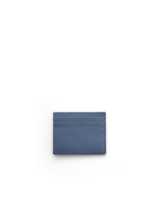Prada Blue Saffiano Leather Card Holder for men