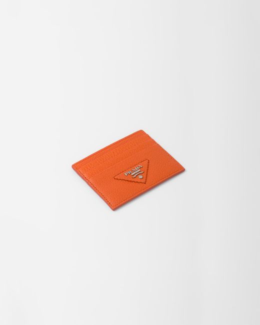 Prada Orange Leather Card Holder