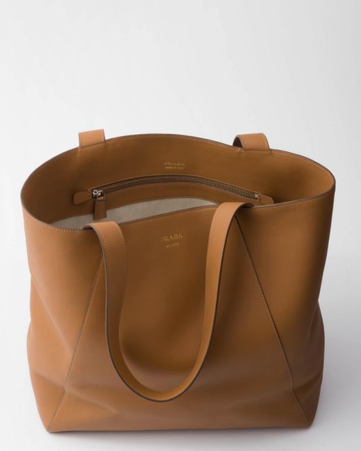 Prada Brown Leather Tote Bag for men