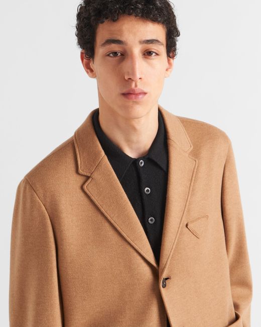 Prada Natural Single-breasted Cashmere And Wool Jacket for men