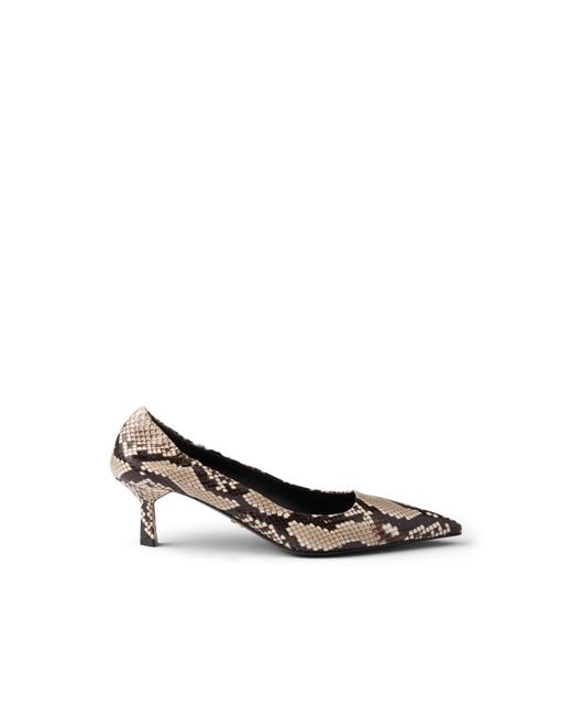 Prada White Printed Ayers Leather Pumps