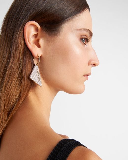 Prada White Crystal Logo Jewels Right Earring