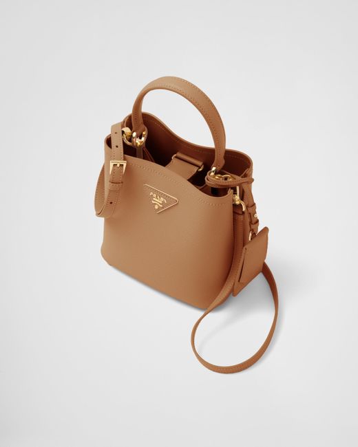 Prada Natural Small Saffiano Leather Panier Bag
