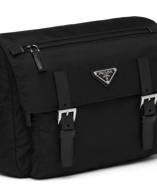 Prada Black Re-Nylon Triangle Logo-Plaque Shoulder Bag