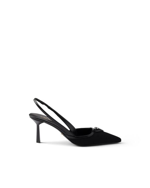 Prada White Fabric Slingback Pumps