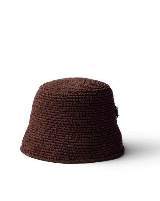 Prada Brown Crochet Bucket Hat