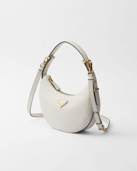 Prada White Arqué Leather Shoulder Bag