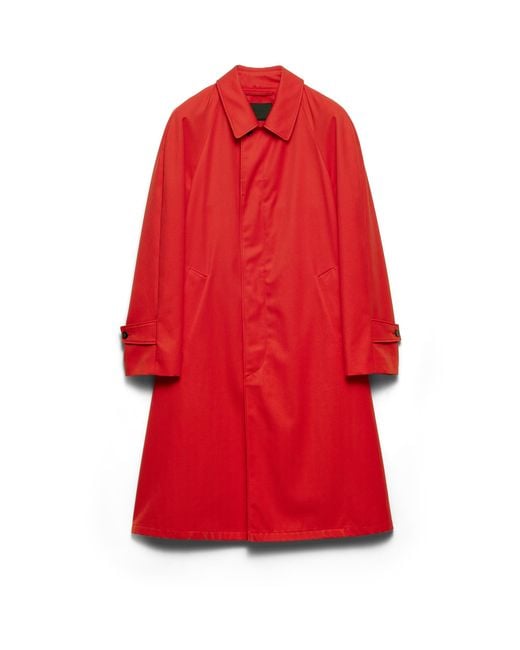 Prada Red Technical Gabardine Coat for men