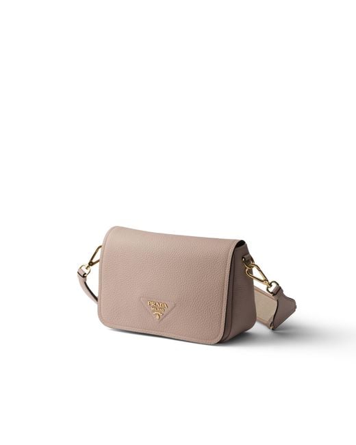 Prada Gray Leather Shoulder Bag, Water Lily
