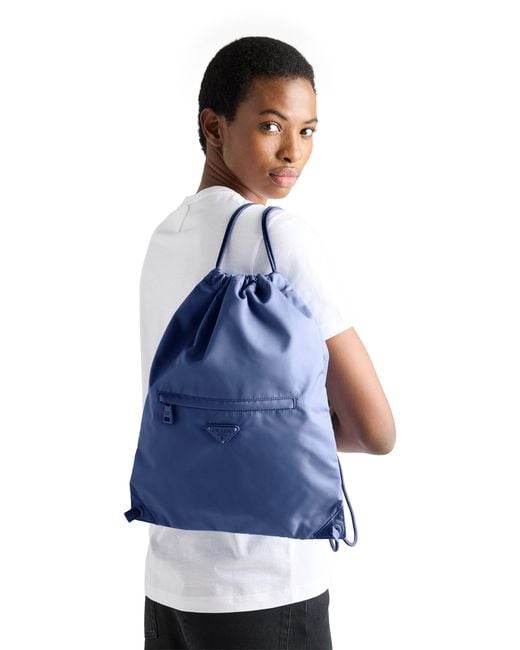 Prada Blue Re-Nylon Drawstring Backpack