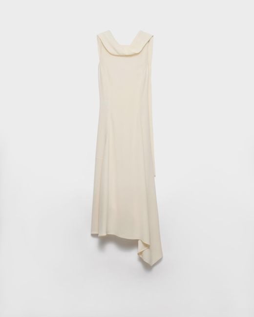 Prada White Asymmetrical Satin Crepe Dress