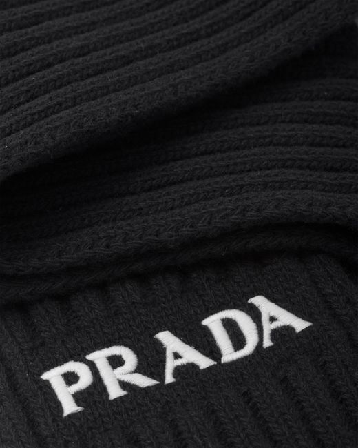 Prada Black Cashmere And Wool Scarf for men