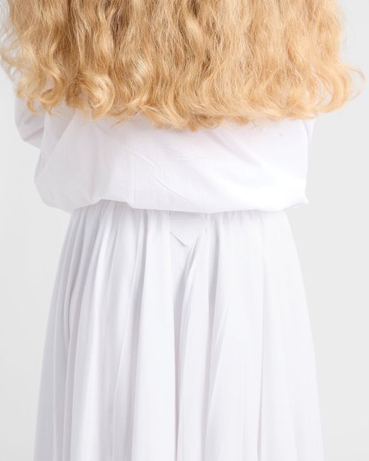Prada White Reversible Cotton Jersey And Re-Nylon Circle Skirt
