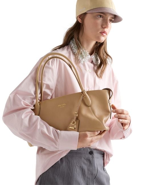Prada White Ouvert Large Leather Tote Bag