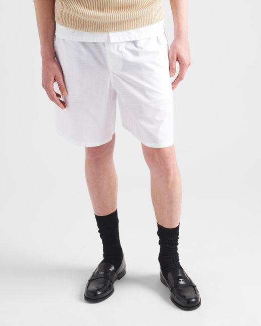 Pantalon En Popeline Prada pour homme en coloris White