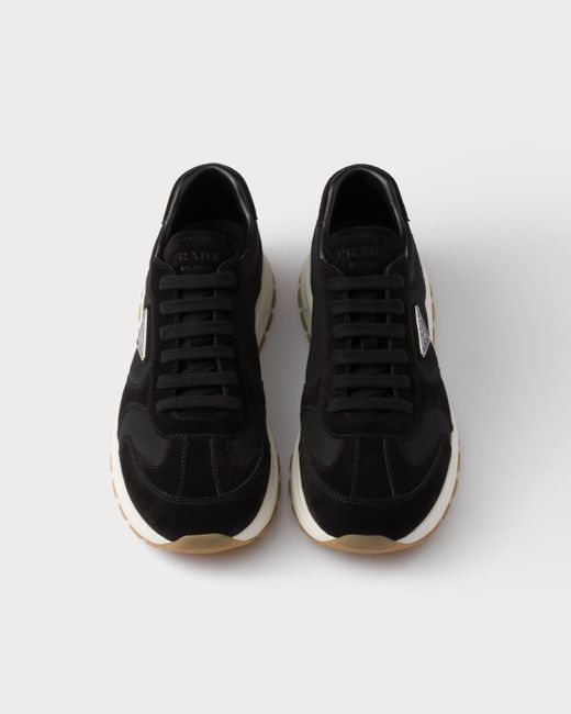 Prada Black Prax Suede And Re-Nylon Sneakers, Size 5 for men