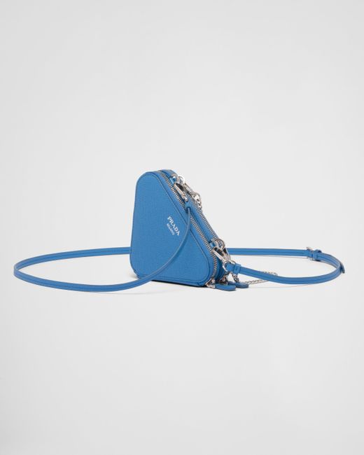 Prada Blue Saffiano Leather Mini Pouch
