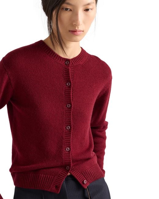 Prada Red Cashmere Cardigan