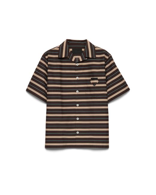 Camisa De Bolera De Algodón A Rayas, Hombre, Talla Prada de hombre de color Brown