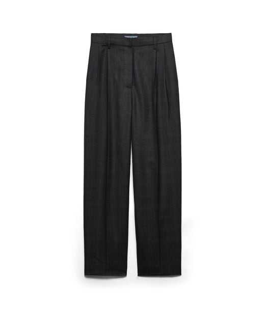 Prada Black Checked Wool Pants