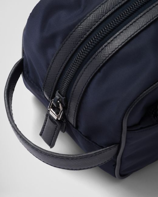 Pouch Da Viaggio In Re-nylon E Saffiano di Prada in Blue da Uomo