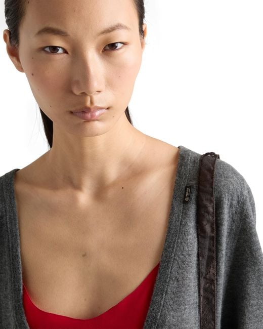 Prada Gray Cashmere V-Neck Sweater, Slate