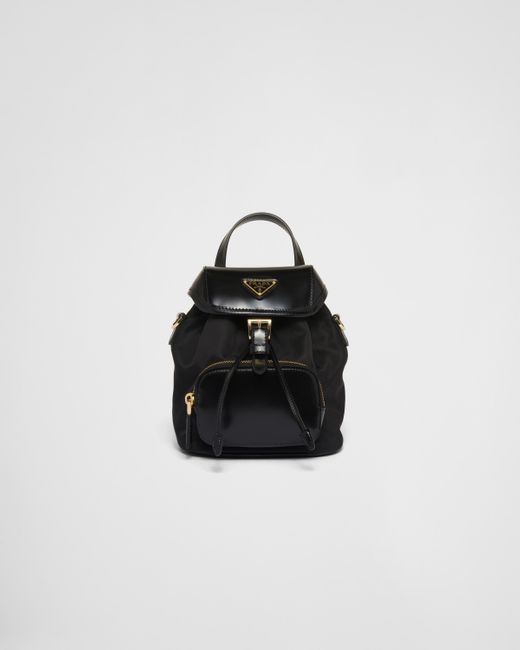 Prada Black Small Re-nylon And Brushed Leather Backpack
