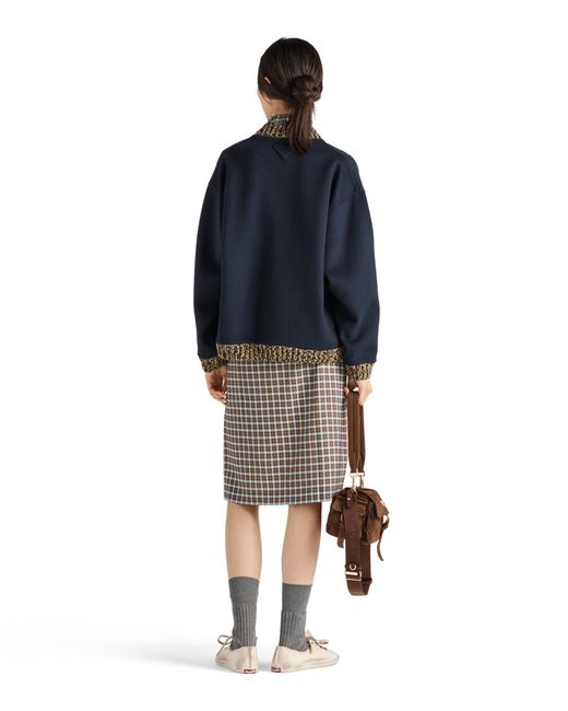 Prada Blue Wool-Cashmere Bomber Jacket