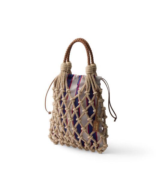 Prada Multicolor Noué Medium Cotton Macramé Bag