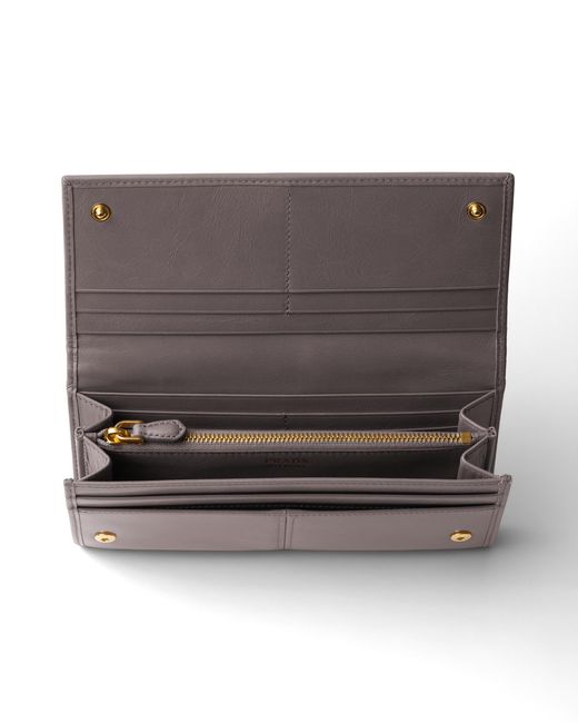 Prada Gray Large Leather Wallet