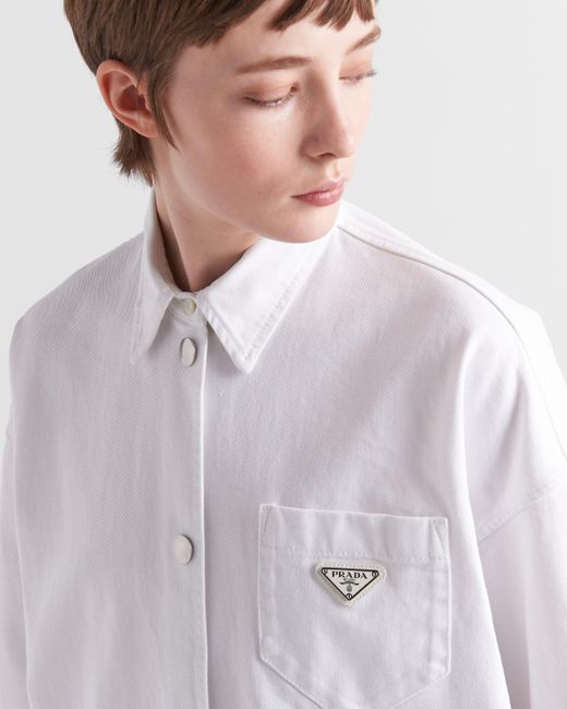 Prada White Oversized Organic Denim Shirt