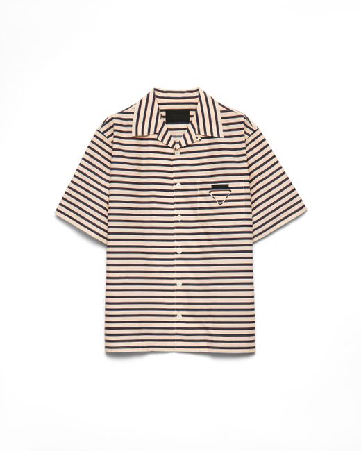 Camisa De Bolera De Algodón A Rayas Prada de hombre de color Gray
